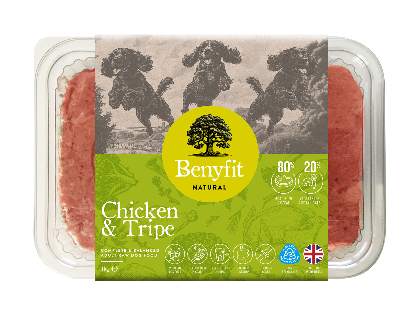Benyfit Natural Chicken & Tripe Complete Adult Raw Working Dog Food