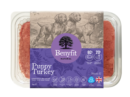 Benyfit Natural Perfect Puppy Turkey Complete Puppy Raw Working Dog Food with Verm-X
