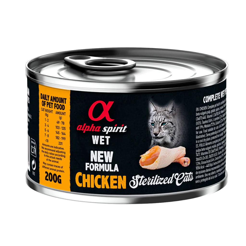 Alpha Spirit Chicken Complete Wet Food Can for Sterilised Cats (200g)