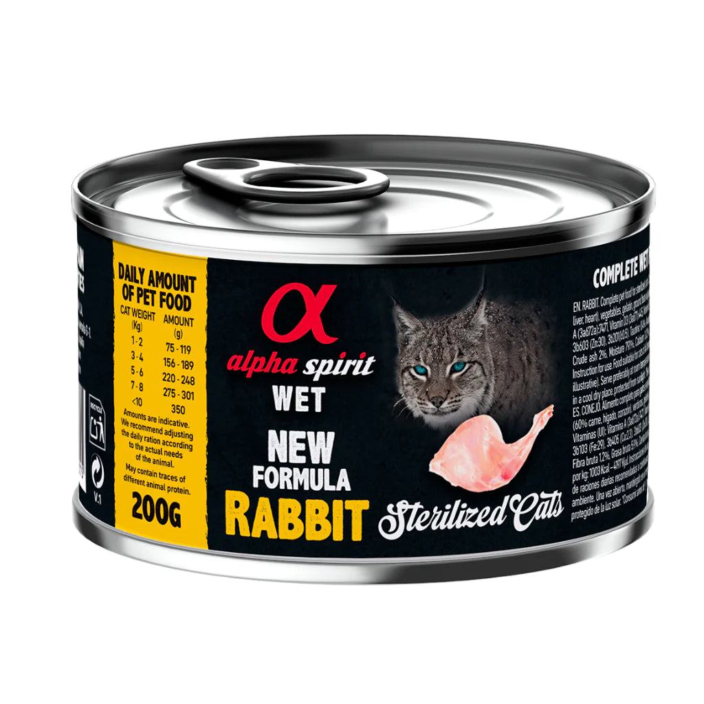 Alpha Spirit Rabbit Complete Wet Food Can for Sterilised Cats (200g)