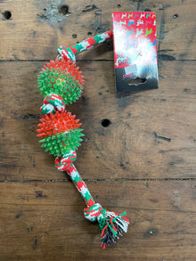 Hem & Boo Christmas TPR Spikey Balls On Rope Toy