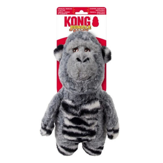 Gray gorilla plush toy with red KONG label on a white background