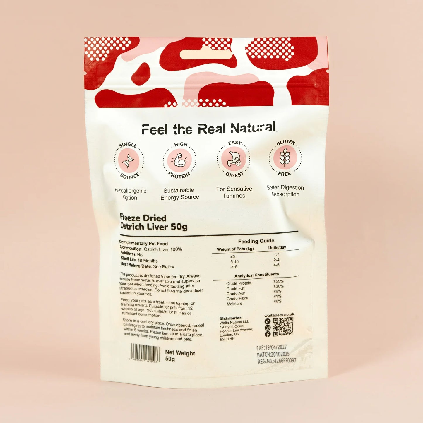 Waita Freeze Dried Ostrich Liver 50g