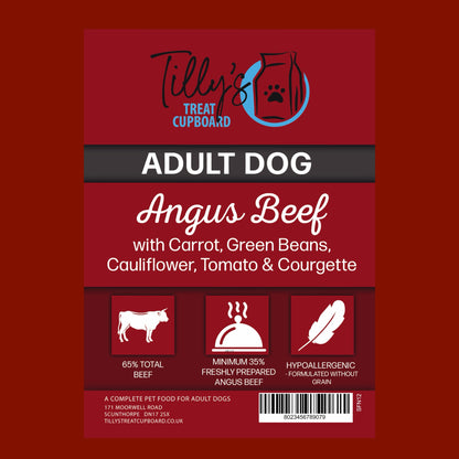 Tilly's Black Bag Angus Beef with Carrot, Green Beans, Cauliflower, Tomato & Courgette ADULT DOGS