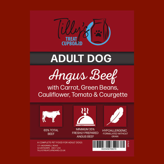Tilly's Black Bag Angus Beef with Carrot, Green Beans, Cauliflower, Tomato & Courgette ADULT DOGS