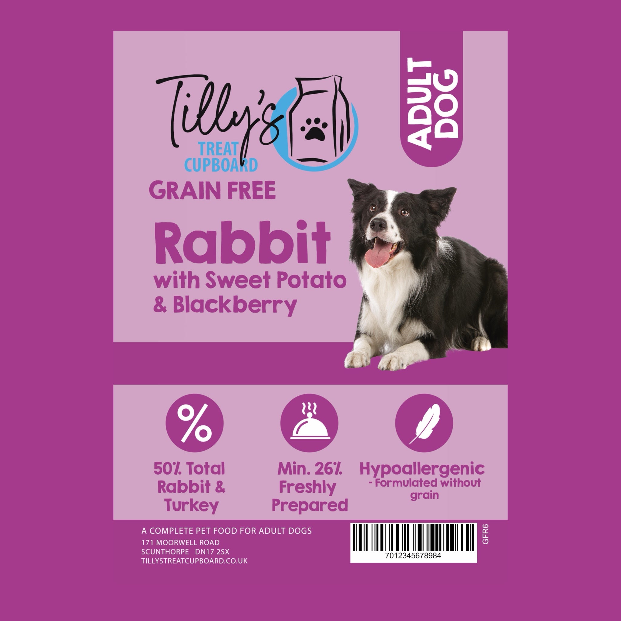 Tilly’s Brown Bag ADULT Rabbit with Turkey, Sweet Potato and Blackberry