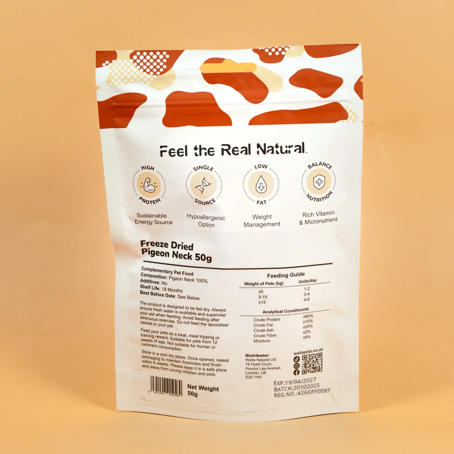 Waita Freeze Dried Pigeon Neck 50g