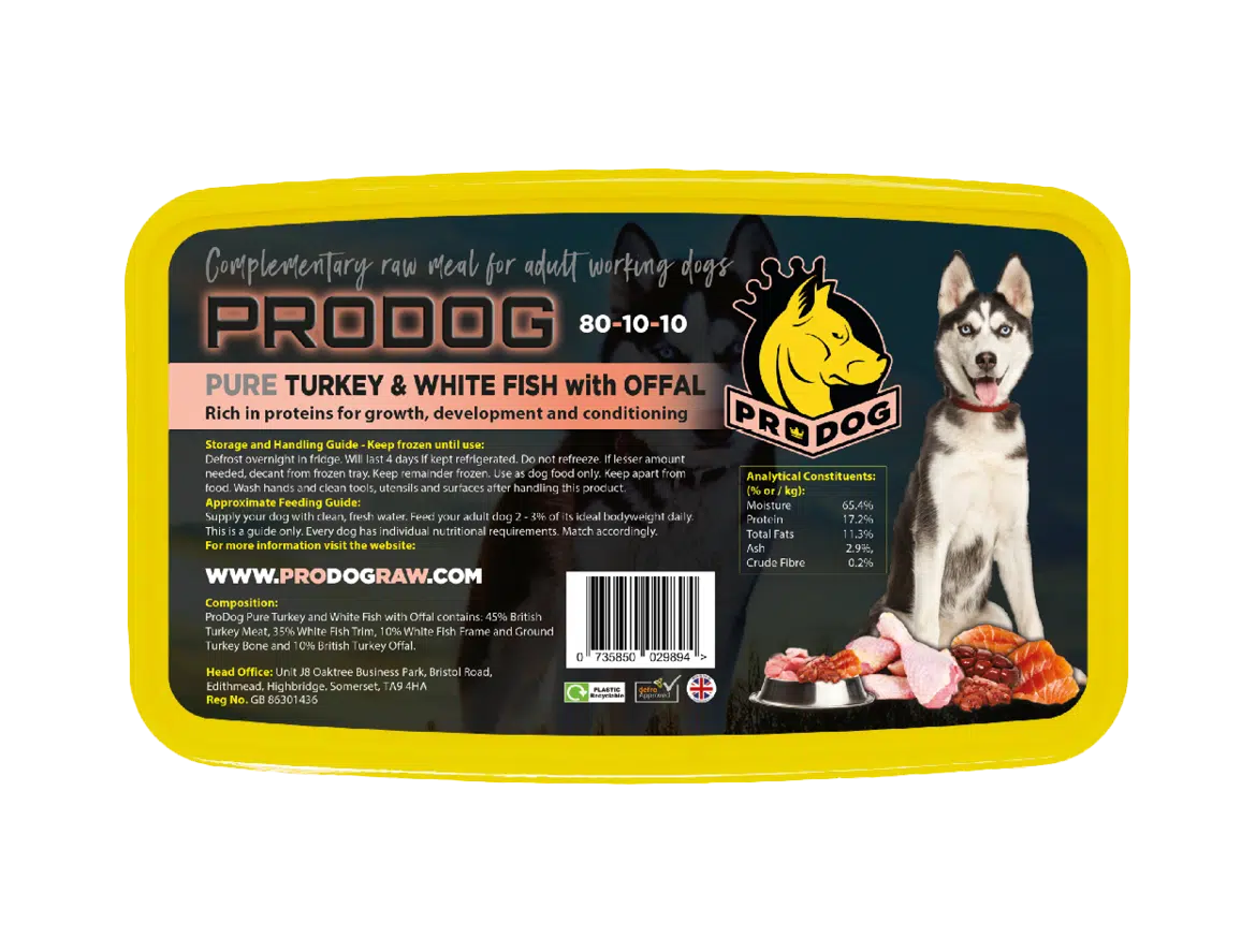 ProDog Turkey & White Fish 80/10/10 Raw Dog Food Meal