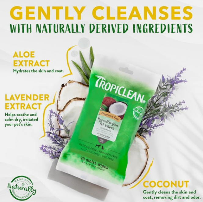 TropiClean Tropiclean Hypoallergenic Wipes 20s