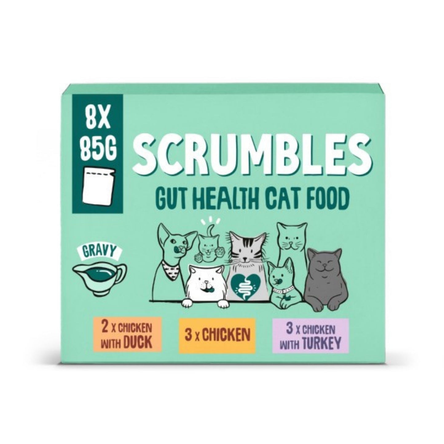 Scrumbles Grain Free Wet Cat Gravy Pouch Selection 8x85g