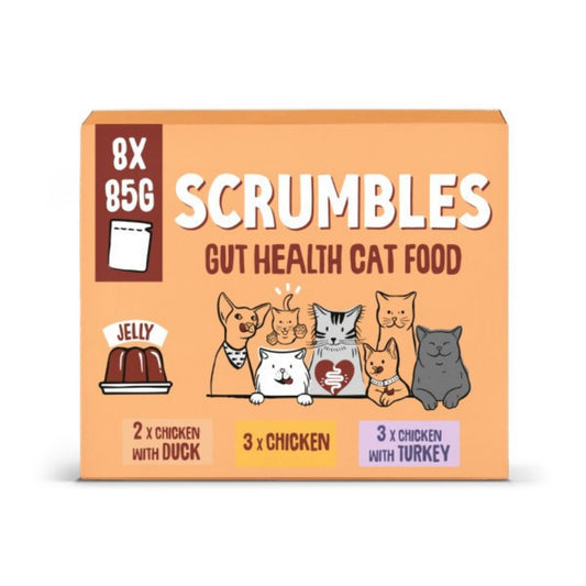 Scrumbles Grain Free Wet Cat Jelly Pouch Meat Selection 8x85g