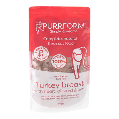 Purrform 5 Days Fresh Turkey Breast with Heart, Gizzard and Liver 300g