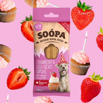 Soopa Strawberry & Coco-Cream Cupcake Dog Dental Sticks