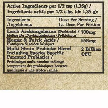 Fido Flora's label showing ingredients 