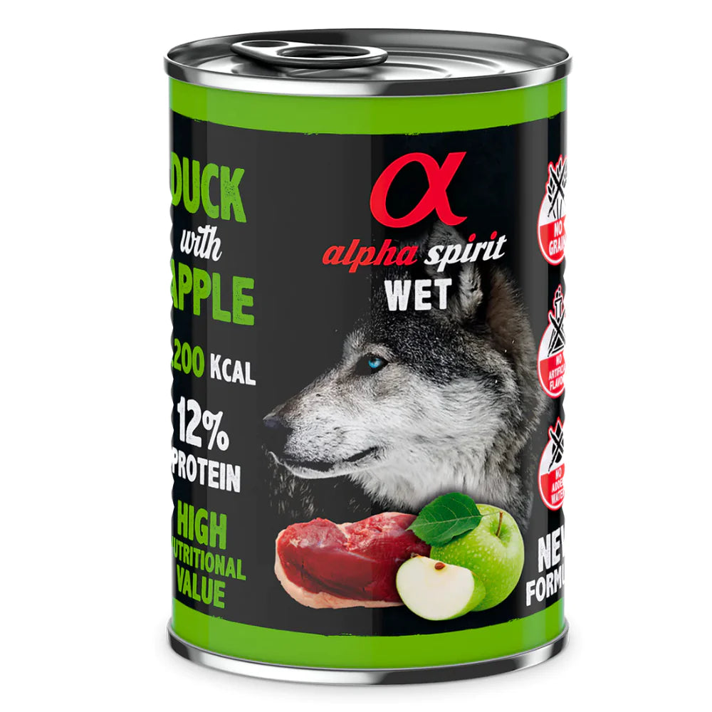 Alpha Spirit Duck with Green Apple Complete Wet Canned Dog Food
