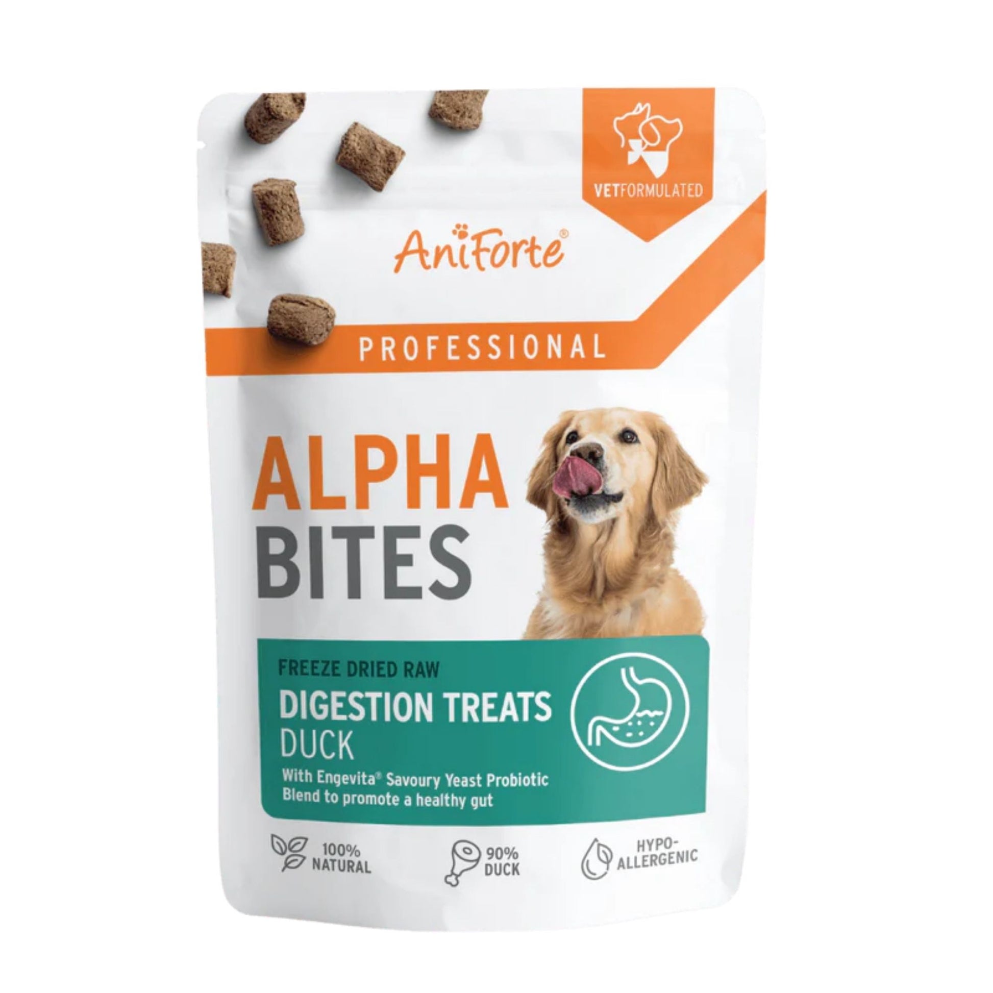 AniForte Alpha Bites digestion treats packaging for dogs on a white background