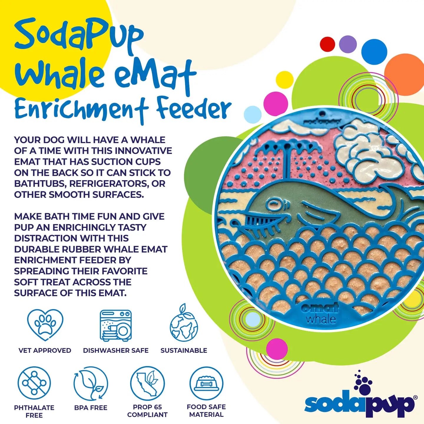 Sodapup Whale Design Emat Enrichment Lick Mat with Suction Cups