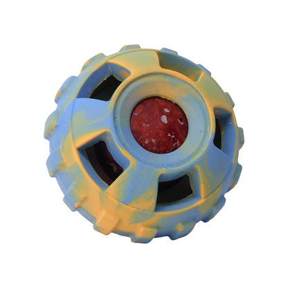 Colorful ball filled with treats on a white background