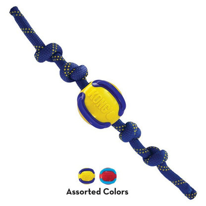 KONG Jaxx Brights Ball with Rope Assorted Medium