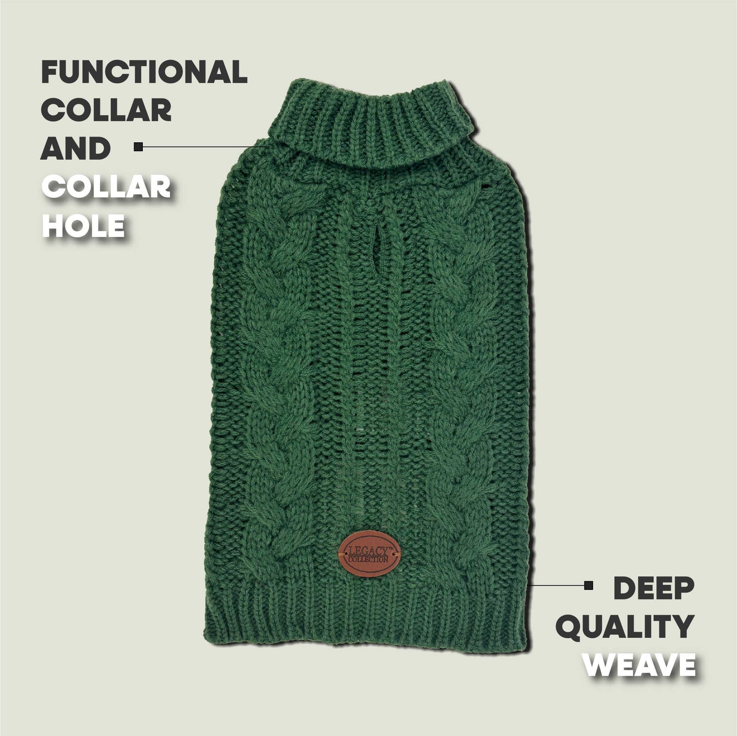 HugglePets Legacy Cable Knit Dog Jumper: Khaki