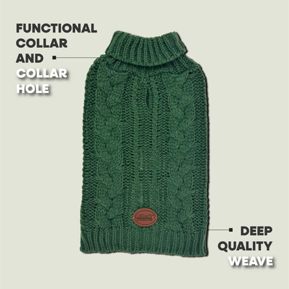 HugglePets Legacy Cable Knit Dog Jumper: Khaki