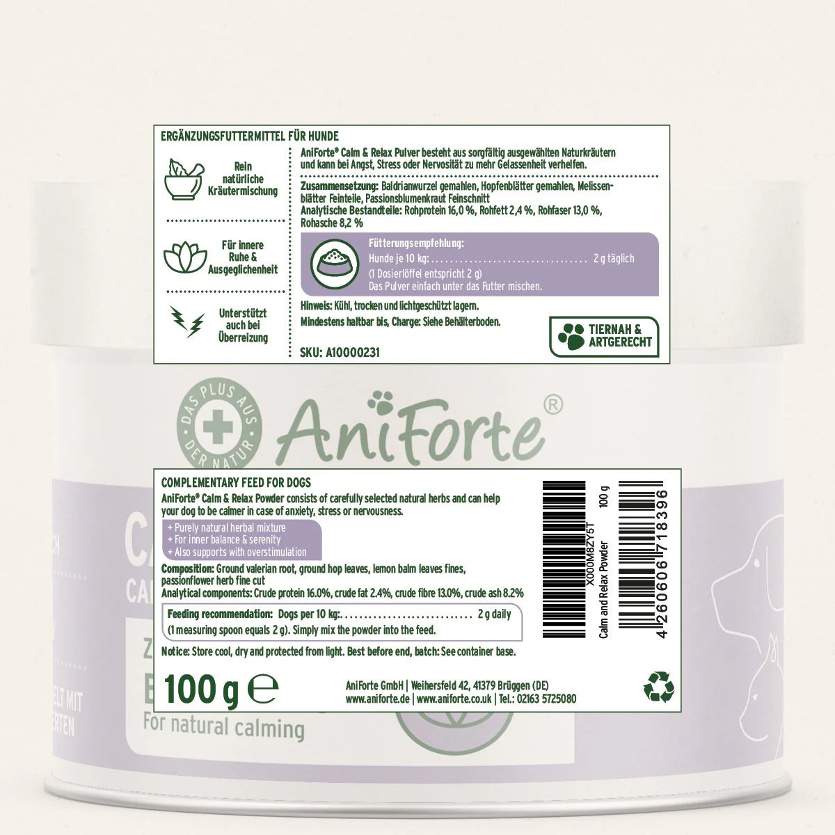 Aniforte Calm & Relax Powder for Dogs - 100g