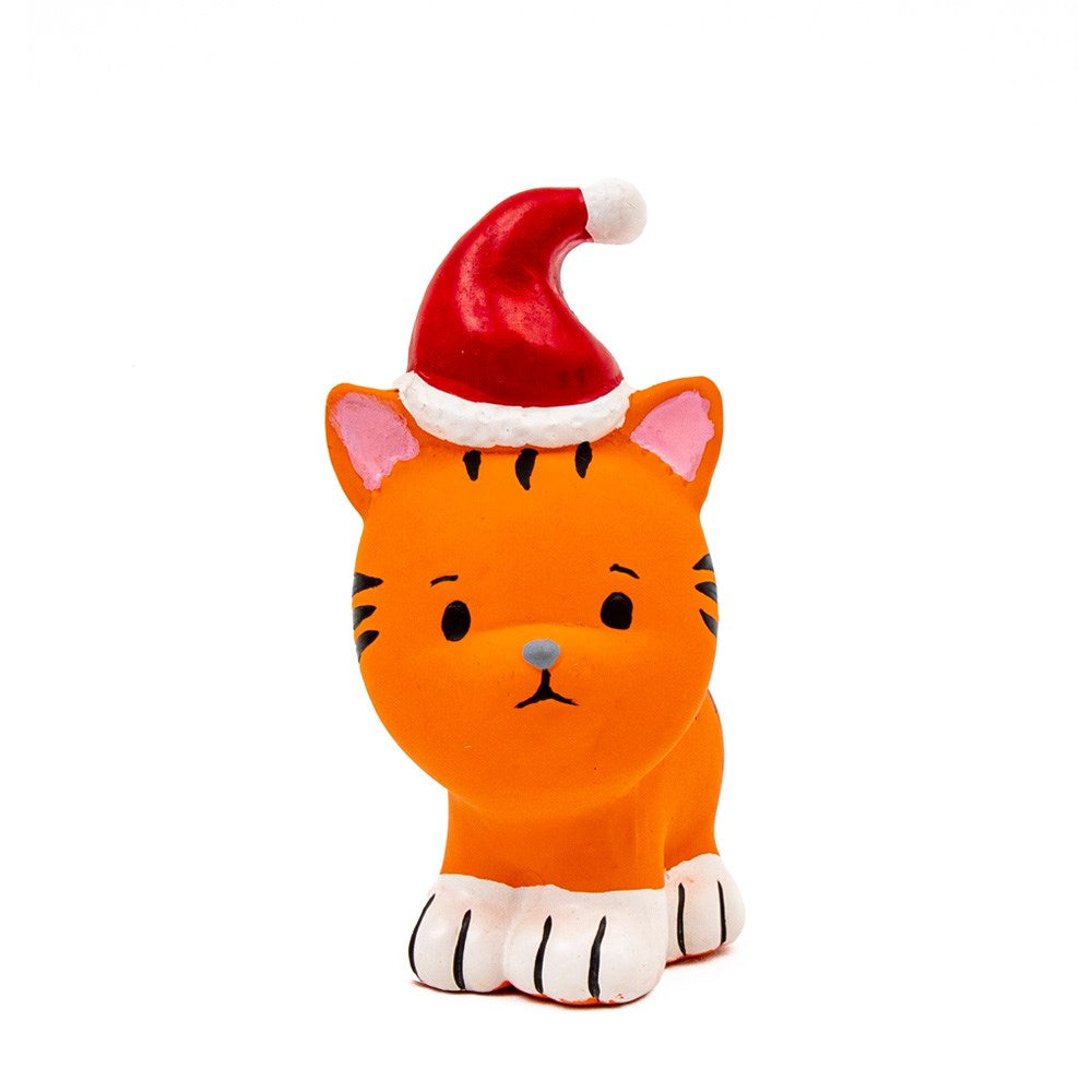 Great&Small Christmas Latex Tiger Cub 14cm with Santa Hat