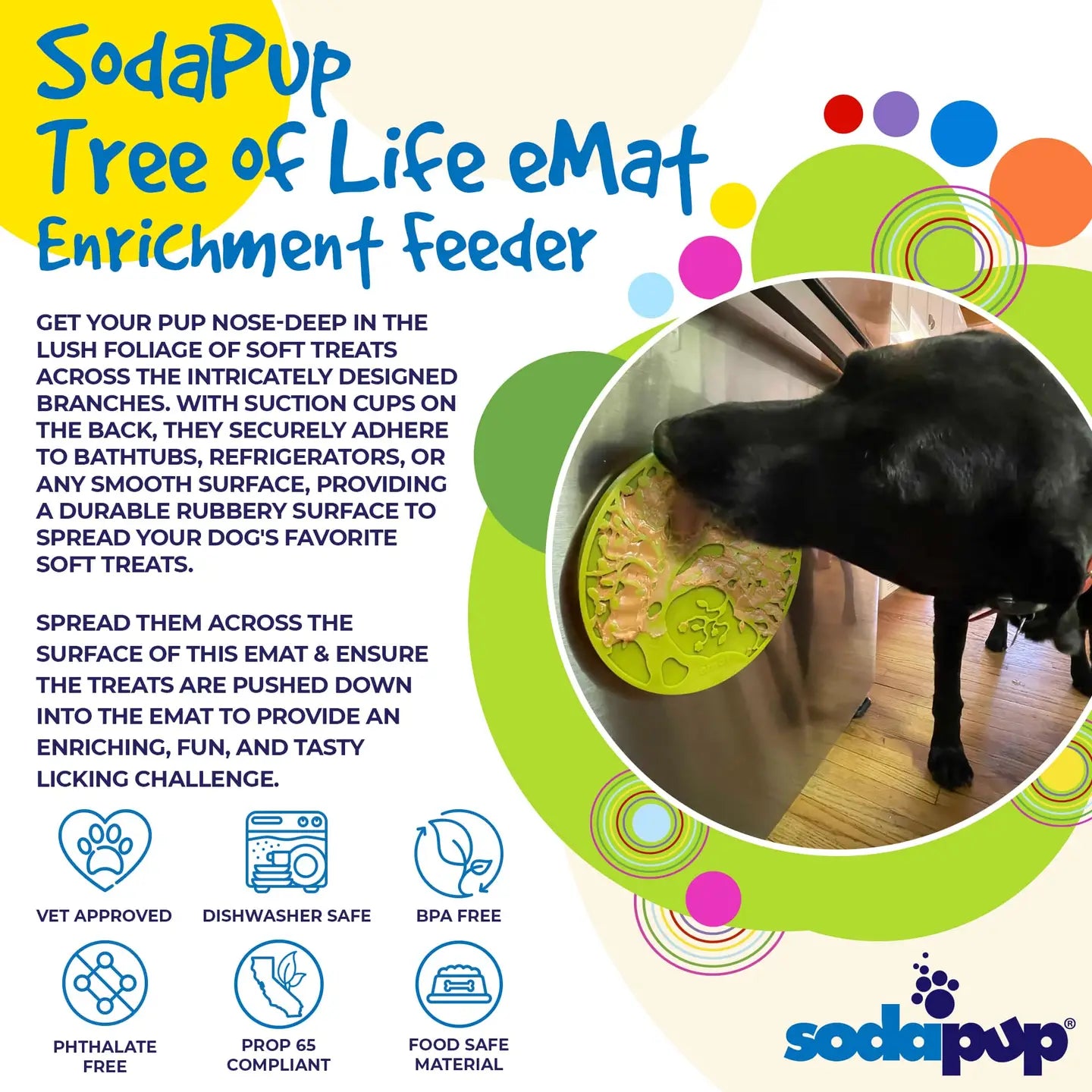 Sodapup - Tree of Life eMat Enrichment Lick Mat With Suction Cups