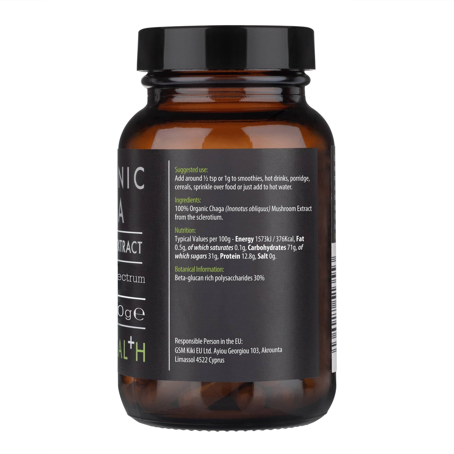 Kiki Health Organic Mushroom Extract Chaga Powder 50g