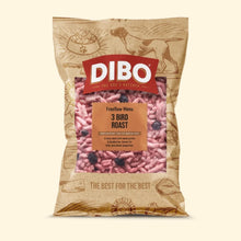 DIBO dog food package on a beige background