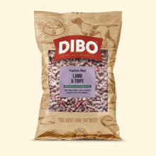 DIBO dog food package with a beige background