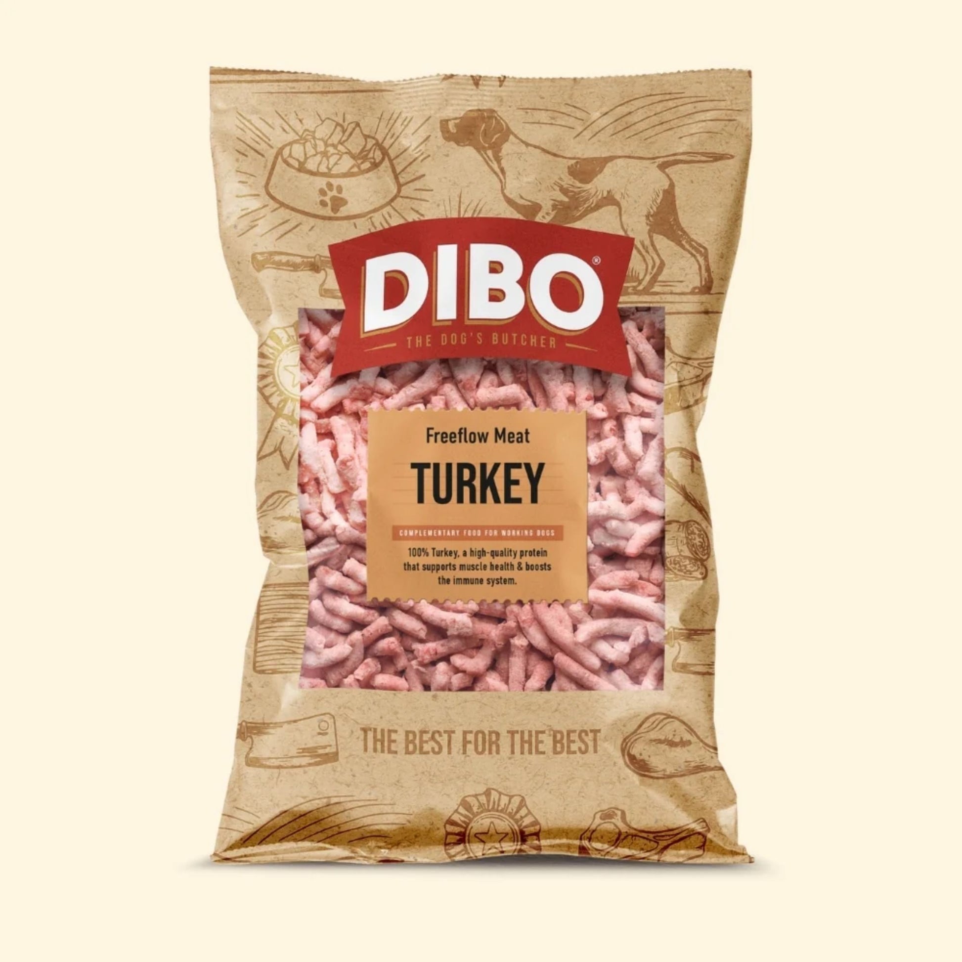 DIBO turkey product packaging on a beige background