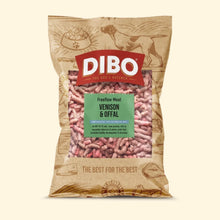 DIBO dog food package with venison and offal on a white background