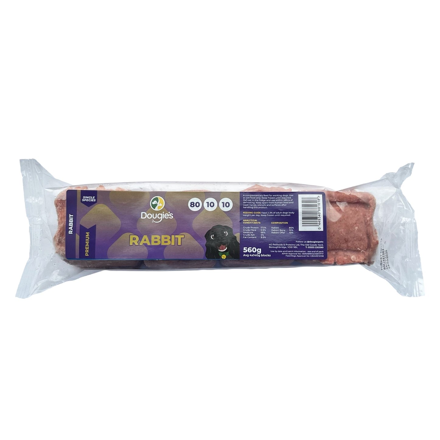 Dougie's Rabbit 80/10/10 560g (4x 140g Portions)