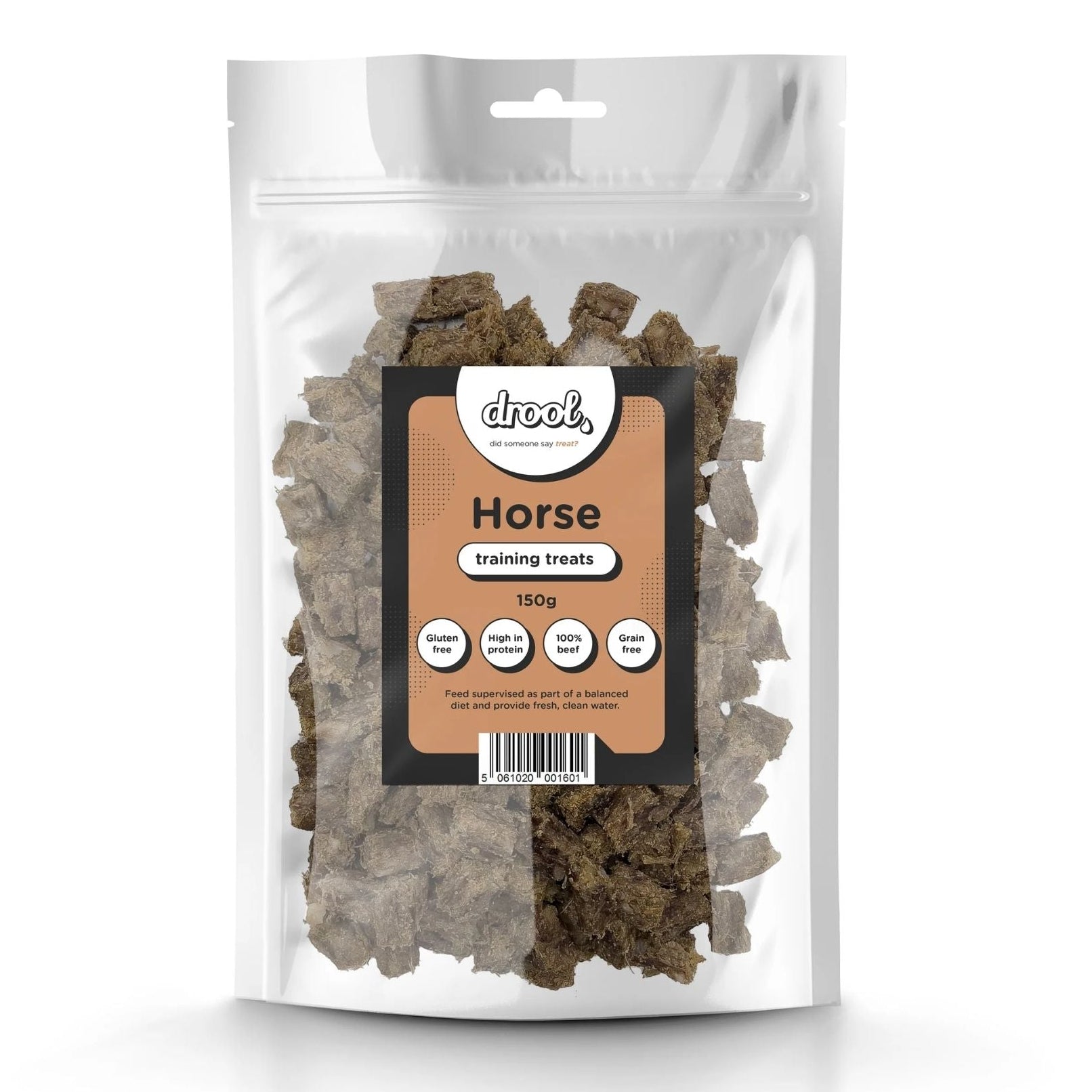Package of horse training treats with a visible brand label on a white background