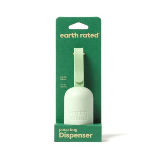 Earth Rated poop bag dispenser packaging on a white background