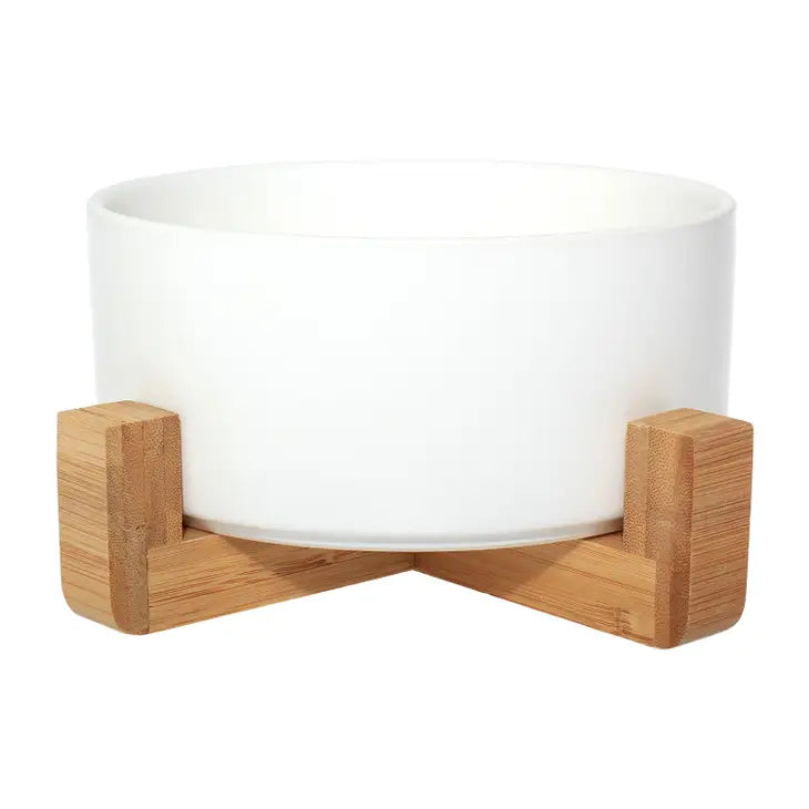 Pet Whiz Ceramic Bowl with Bamboo Stand - 5 colours