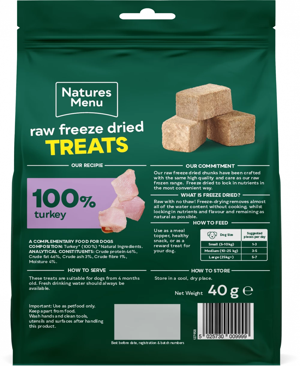 Natures Menu Freeze Dried Meat Turkey Chunks 40g