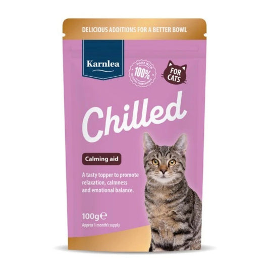 Karnlea Chilled cat food package with a cat on a white background