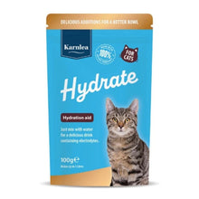 Karnlea Hydrate hydration aid for cats packaging with a cat on a white background