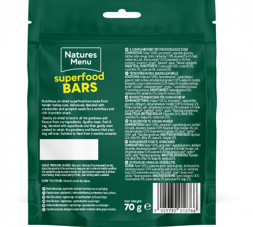 Natures Menu Country Hunter Superfood Bars Turkey