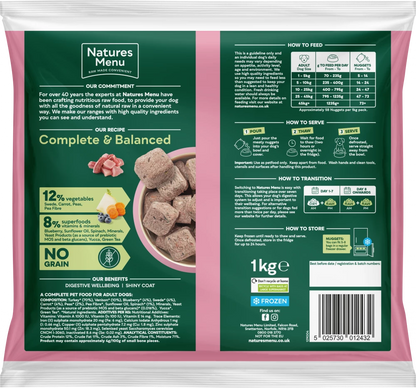 Natures Menu Complete & Balanced Raw Turkey with Venison 1kg