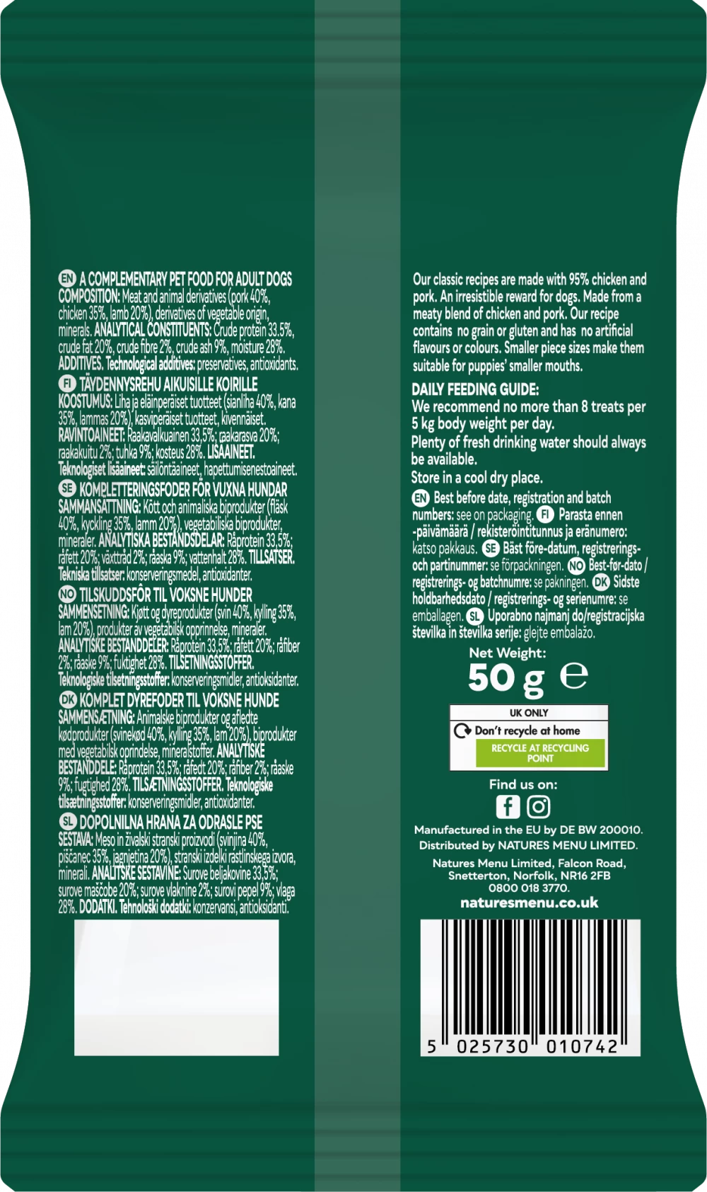Natures Menu Treats Lamb, Chicken & Pork For Dogs
