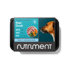 Dog food package with Nutriment branding and a picture of a dog on a white background