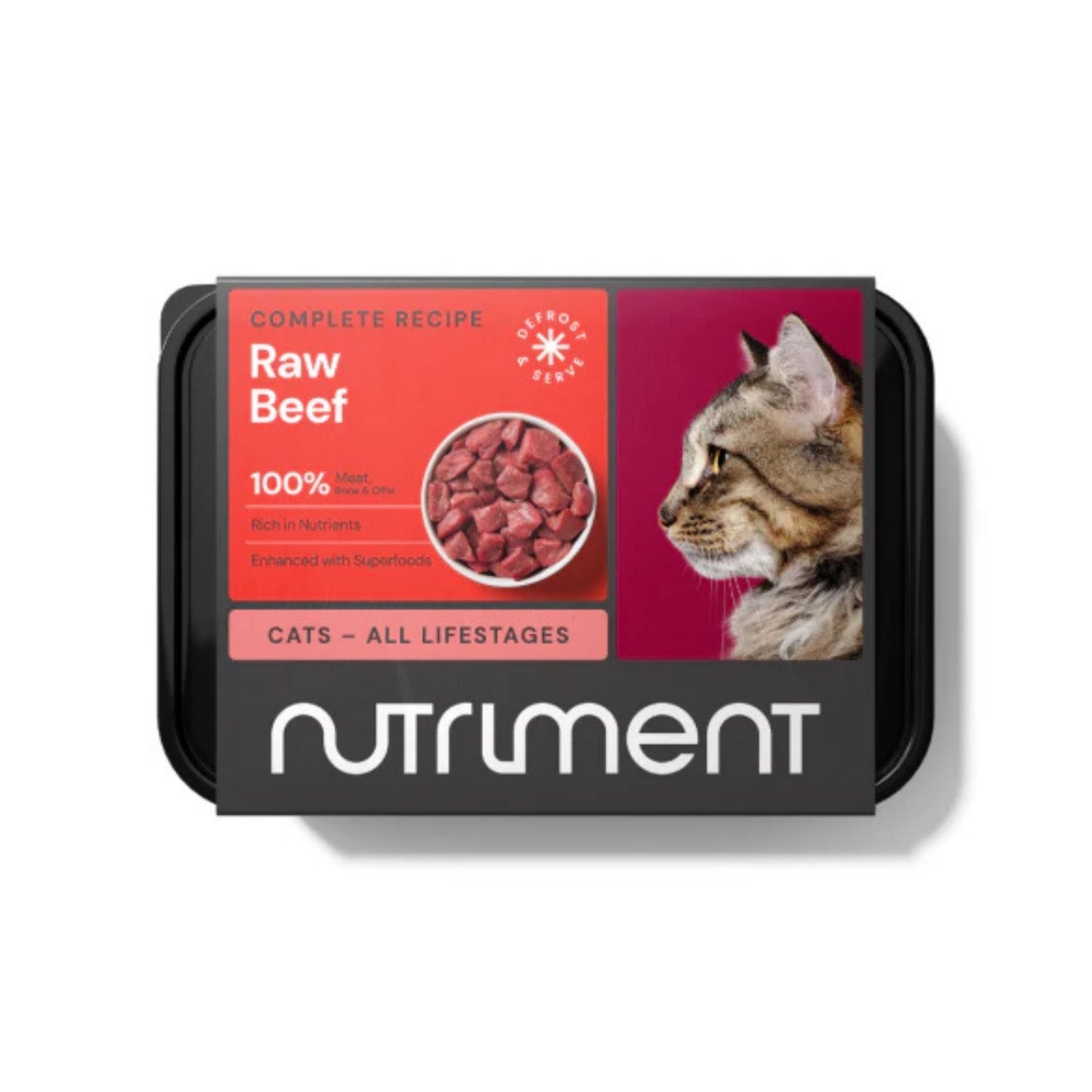 Cat food package with Nutriment branding on a white background