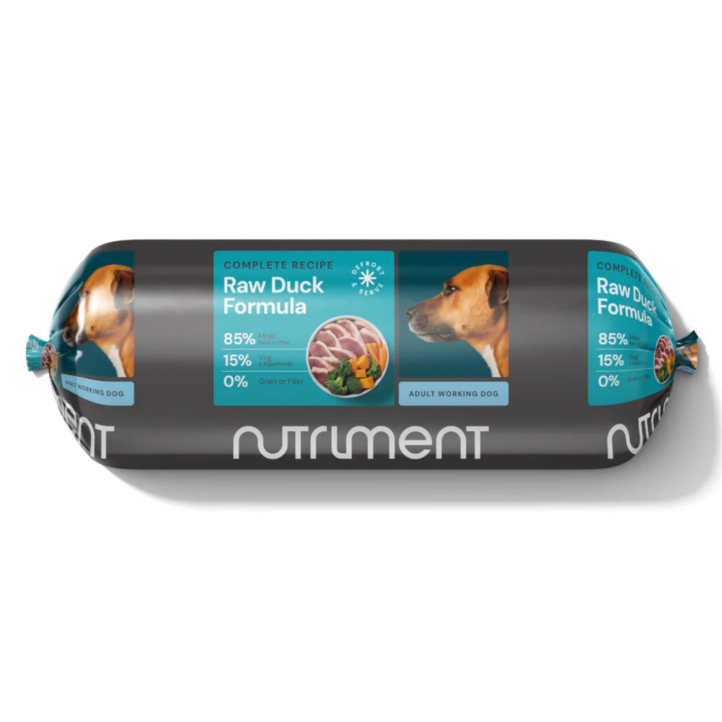 Dog food package with Nutriment branding on a white background