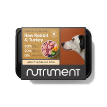 Dog food packaging with Nutriment branding on a white background