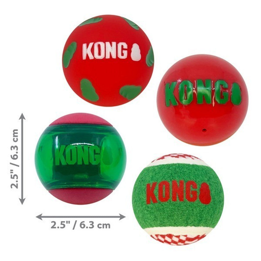 KONG Holiday Occasions Balls 4-Pack Medium