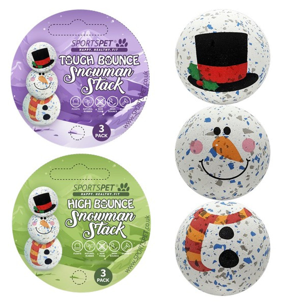 Sportspet High Bounce Recycled Snowman Stack 3pack