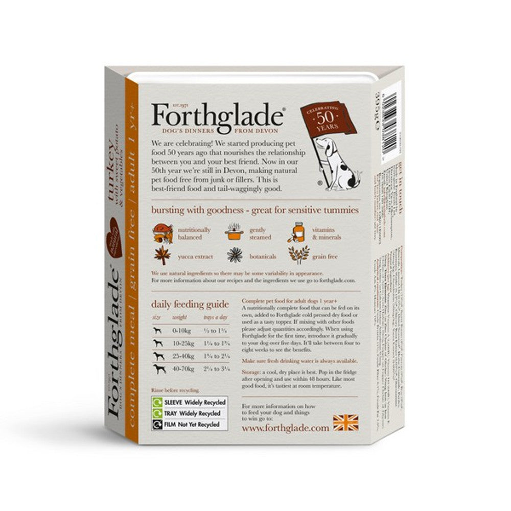 Forthglade Complete Meal Adult Turkey, Sweet Potato, Veg Grain Free 395g